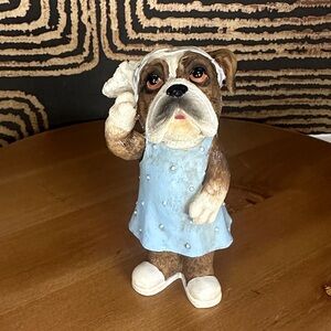 Charming Dog Figurine in Blue Dress